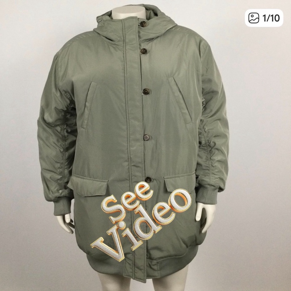 👛 (ANY 2/$60) NWT H&M Winter Puffer Coat, Non Detachable Hood, Light Green XL